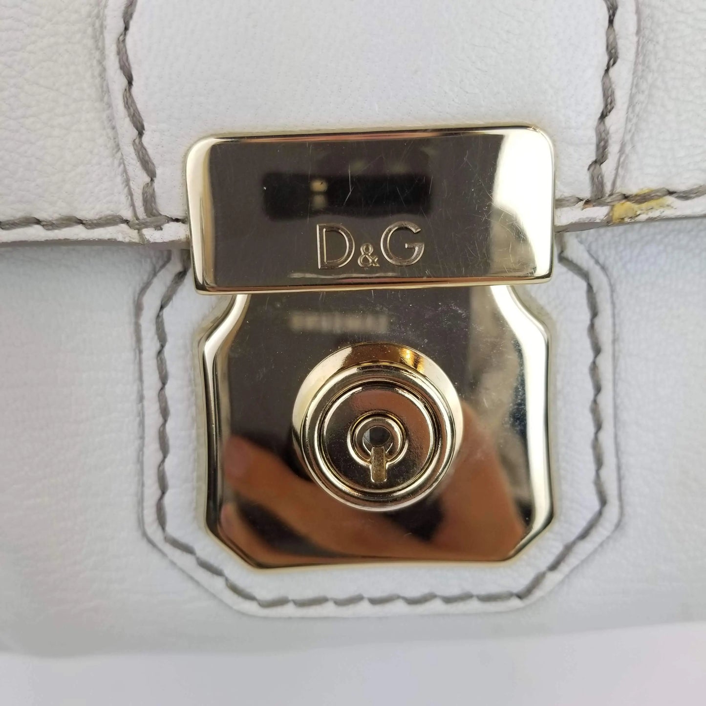 Dolce Gabbana Dolce Gabbana White Goat Leather Large Handbag LVBagaholic