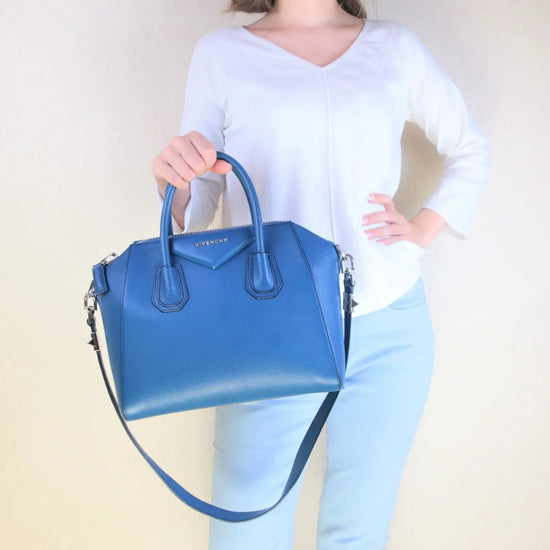Givenchy Givenchy Blue Pebbled Leather Antigona Shoulder bag LVBagaholic