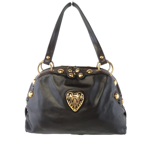 Gucci Gucci Black Leather Babouska Heart Dome Medium Satchel Bag LVBagaholic
