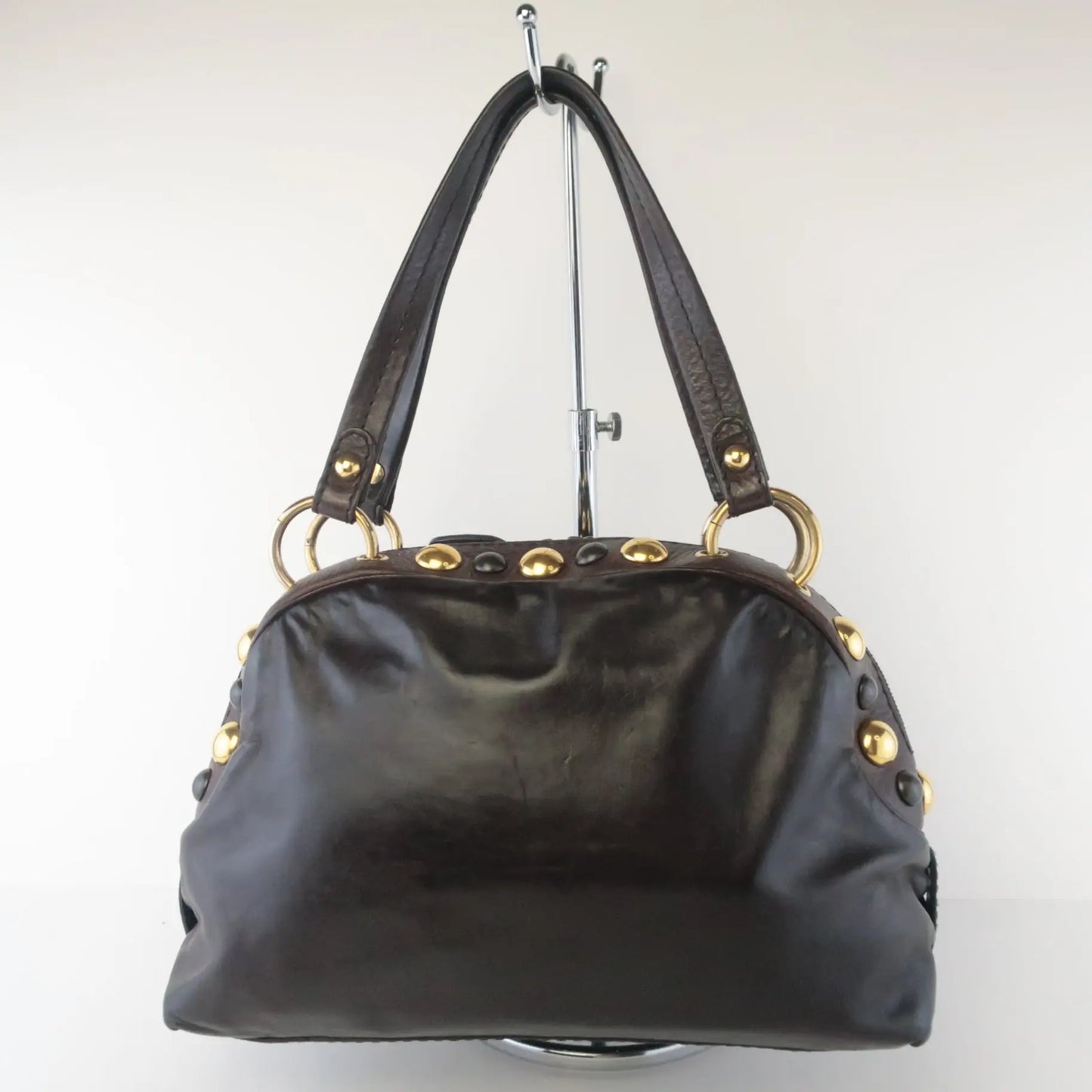 Load image into Gallery viewer, Gucci Gucci Black Leather Babouska Heart Dome Medium Satchel Bag LVBagaholic
