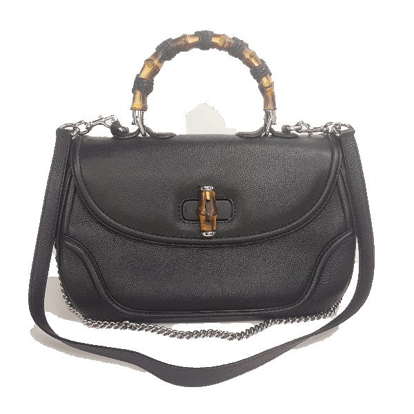 Bamboo top handle leather handbag Gucci Black in Leather - 25925672