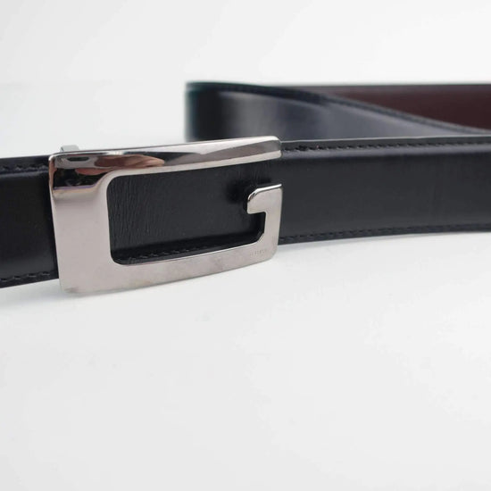 Gucci Gucci Black Men's Leather Belt with Silver Buckle LVBagaholic