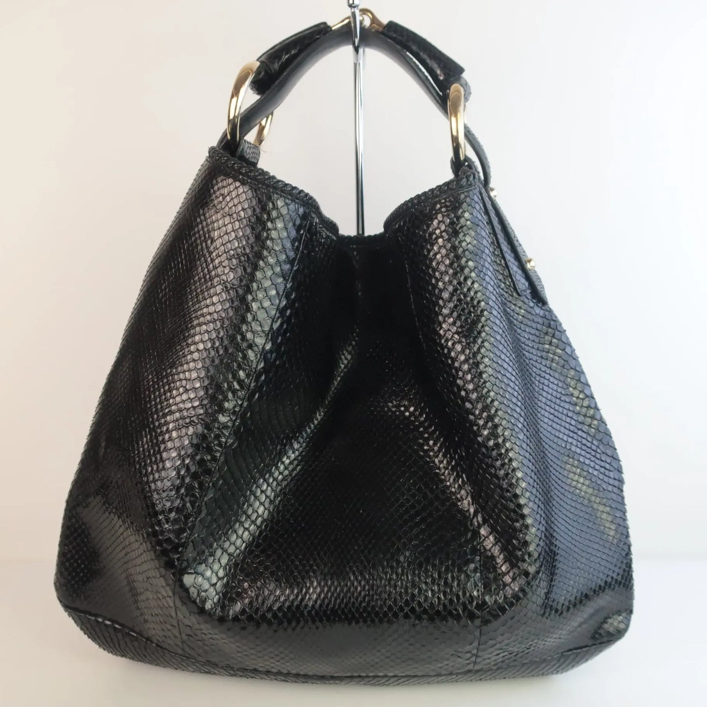 gucci vintage gold python horsebit hobo bag for sale... Gucci Black Python Large Horsebit Hobo Bag – Bagaholic