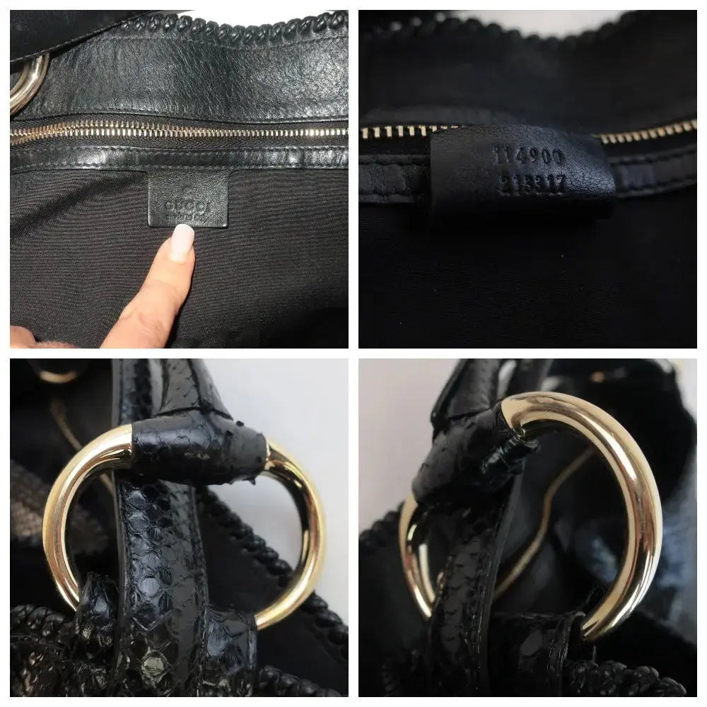 Load image into Gallery viewer, Gucci Gucci Black Python Large Horsebit Hobo Bag LVBagaholic
