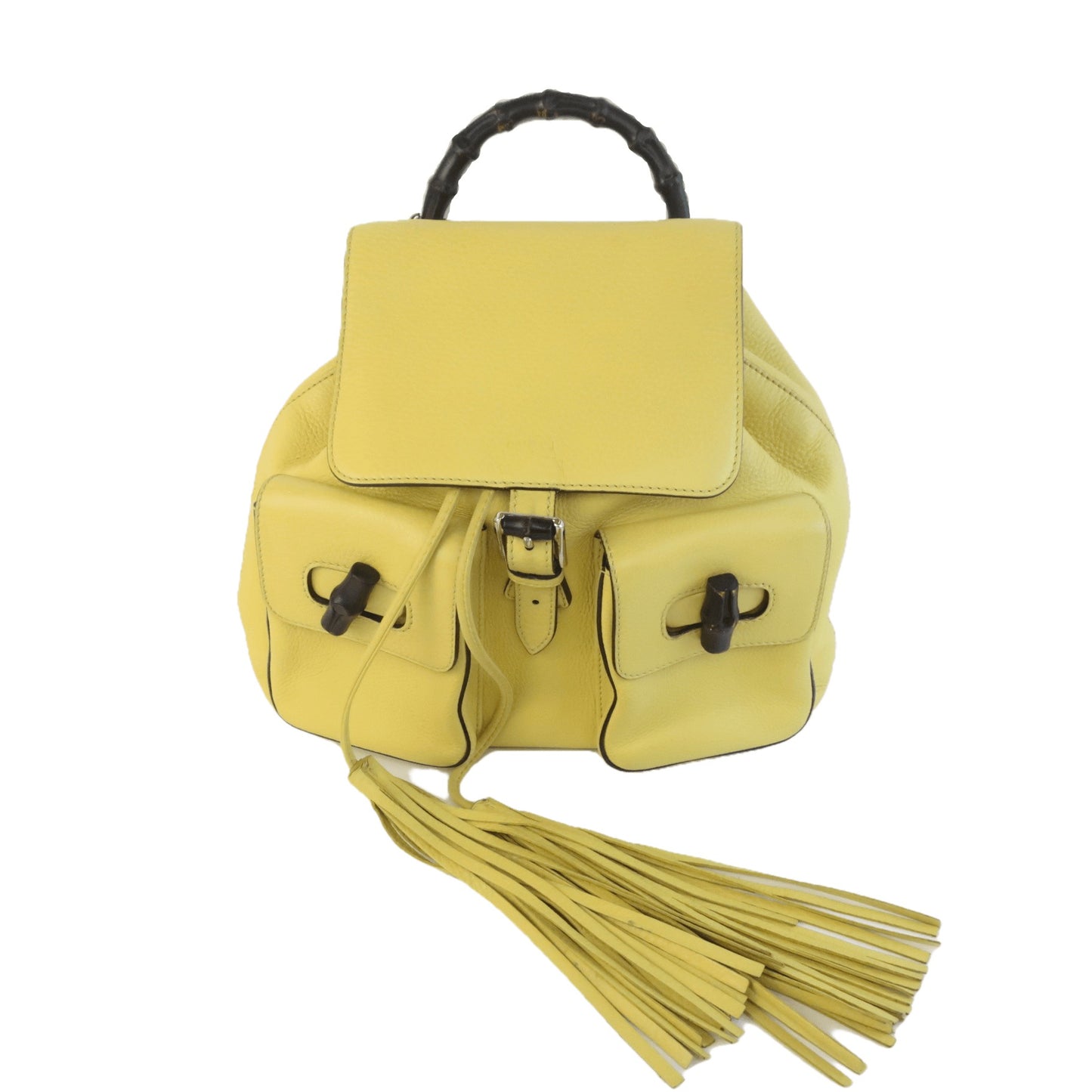 Load image into Gallery viewer, Gucci Gucci Calfskin Medium Bamboo Backpack Mimosa Flower LVBagaholic
