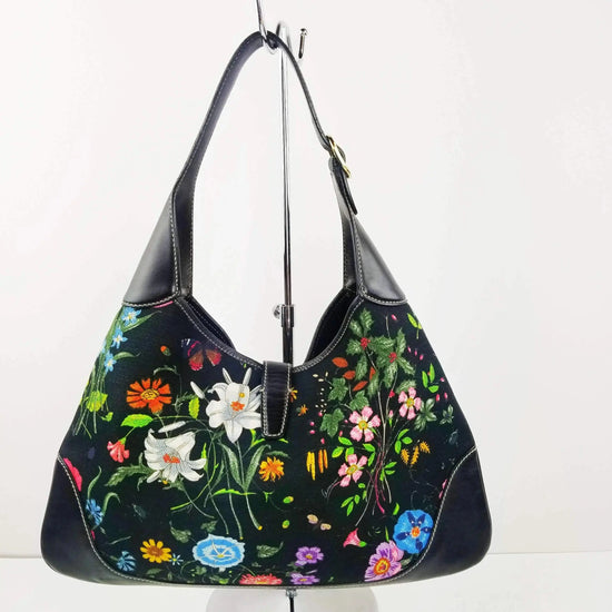 Load image into Gallery viewer, Gucci Gucci Flora Bouvier Hobo Medium Black Leather Bag with GHW LVBagaholic
