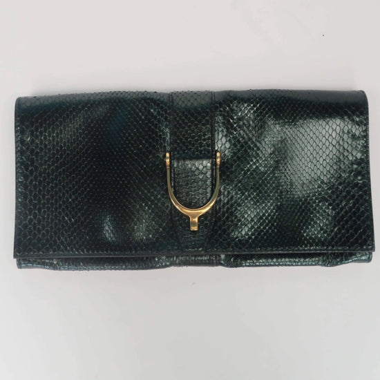 Gucci Gucci Stirrup Emerald Python Clutch LVBagaholic