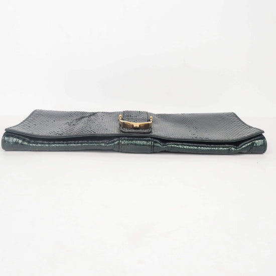 Load image into Gallery viewer, Gucci Gucci Stirrup Emerald Python Clutch LVBagaholic
