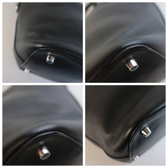Hermes Hermes Black Swift Leather Q Square PHW Toolbox 26 Handbag LVBagaholic