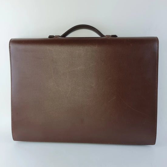 Hermes Hermes Brown Leather Sac a Depeche 40 Briefcase Bag G Square (2003) LVBagaholic