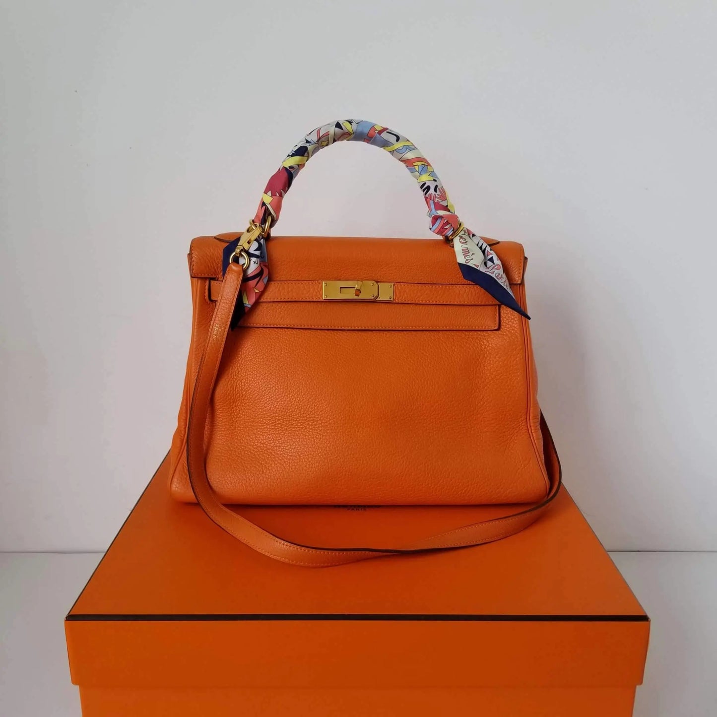 Hermes Hermes Kelly 32 Clemence Orange LVBagaholic