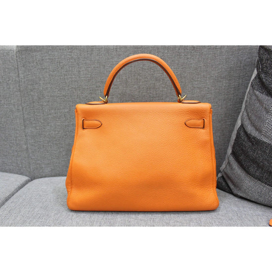 Hermes Hermes Kelly 32 Clemence Orange LVBagaholic