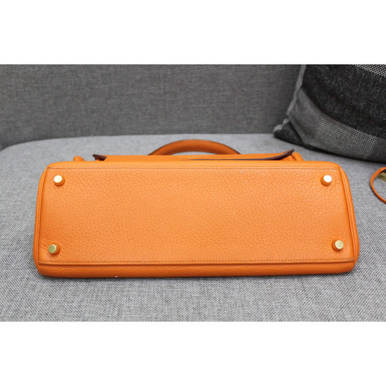 Hermes Hermes Kelly 32 Clemence Orange LVBagaholic