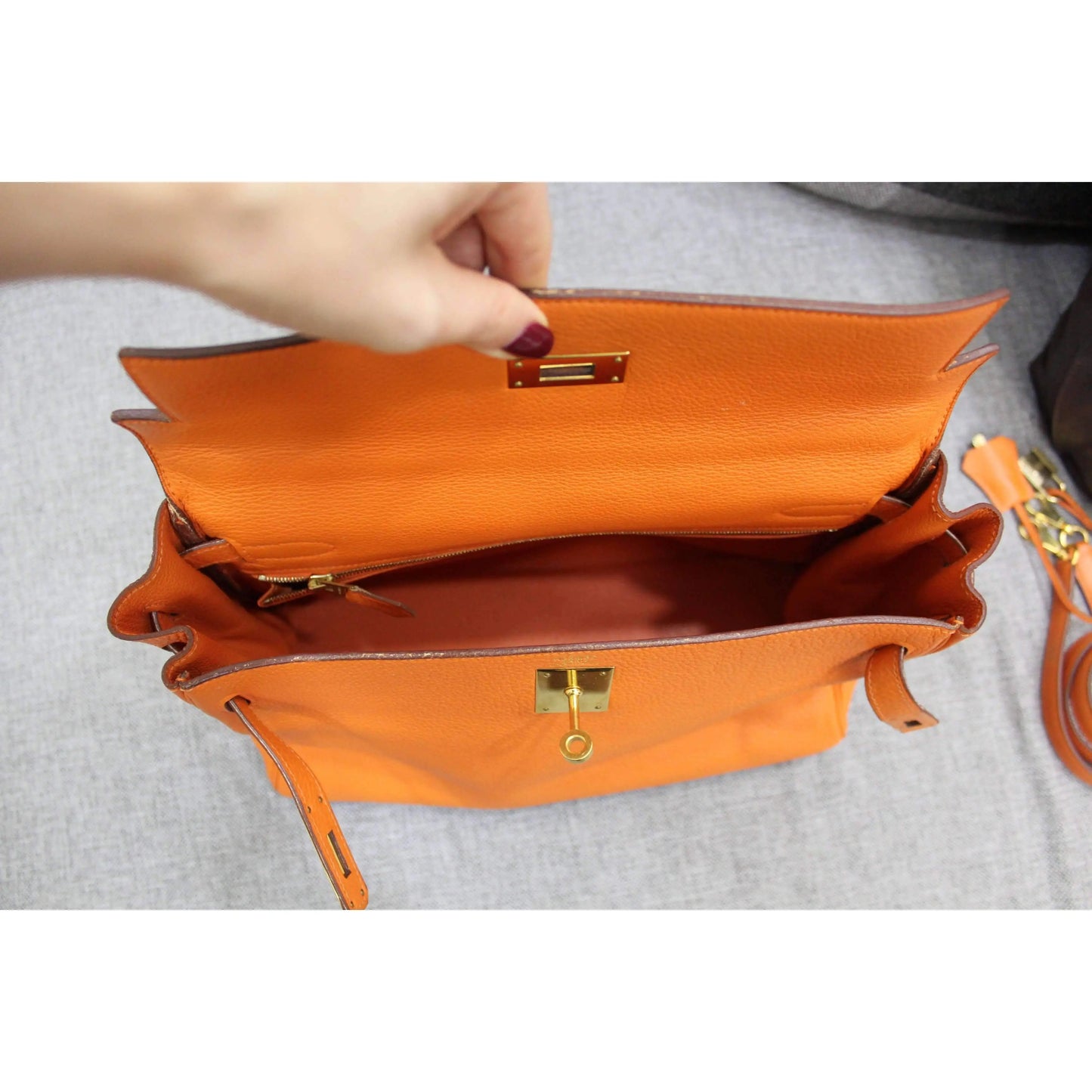 Hermes Hermes Kelly 32 Clemence Orange LVBagaholic