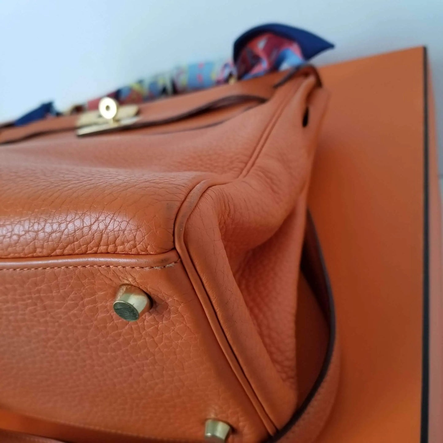 Hermes Hermes Kelly 32 Clemence Orange LVBagaholic