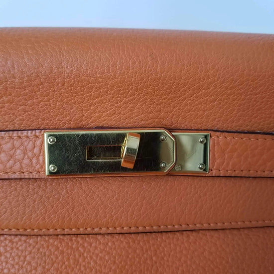 Hermes Hermes Kelly 32 Clemence Orange LVBagaholic