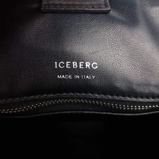 Iceberg Iceberg Trapezium Black Leather Bag LVBagaholic