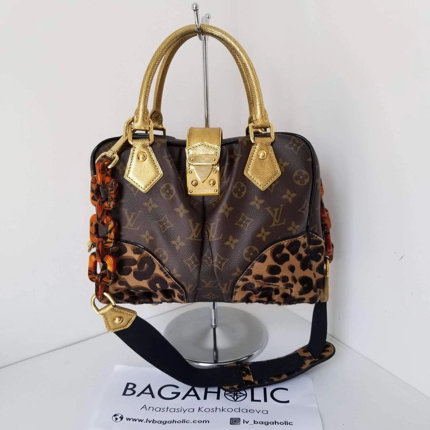 Louis Vuitton Bag Limited Edition Adele Monogram Leopard Snake trim  ShoulderA860