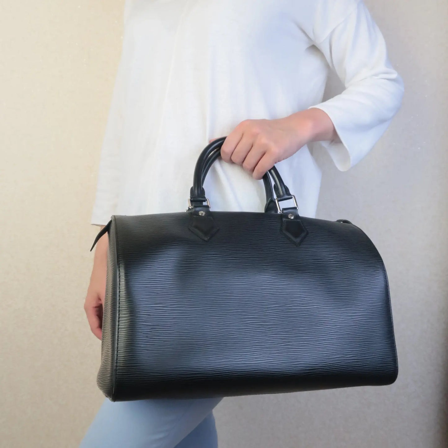 Vuitton Black Epi Speedy 35 Handbag – Bagaholic