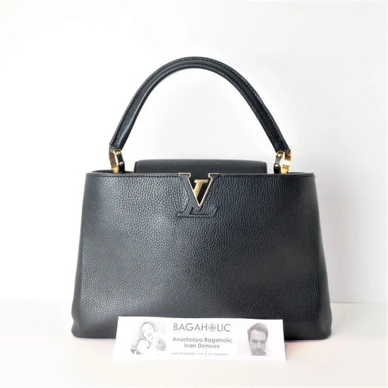 Louis Vuitton Louis Vuitton Black/Noir Taurillion Leather Capucines MM Bag (778) LVBagaholic
