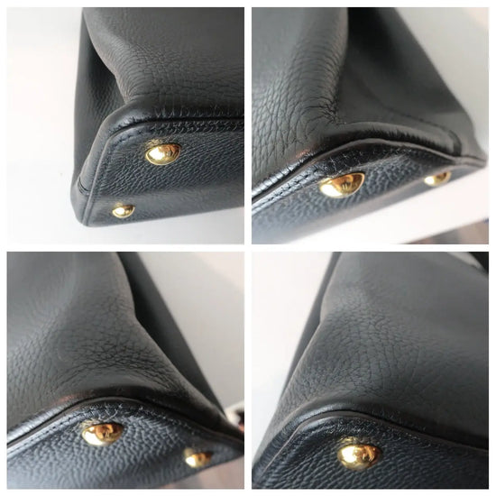 Louis Vuitton Louis Vuitton Black/Noir Taurillion Leather Capucines MM Bag (778) LVBagaholic