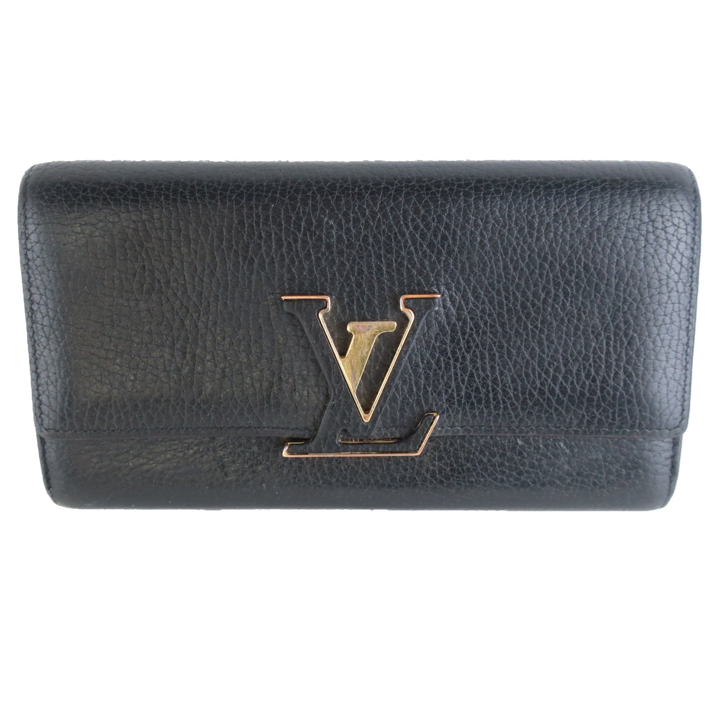Cargar imagen en el visor de la galería, Louis Vuitton Louis Vuitton Black Taurillon Leather Capucines Wallet LVBagaholic
