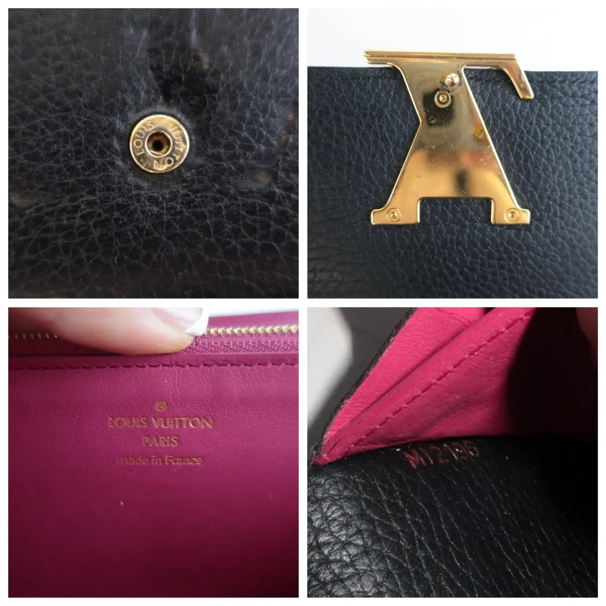 Louis Vuitton Black/Pink Taurillon Leather Capucines Wallet - Yoogi's Closet