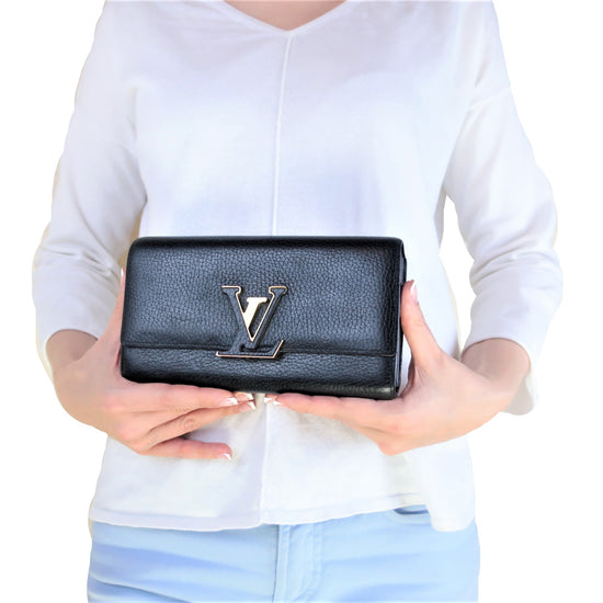 Louis Vuitton Black Taurillon Leather Maxi Capucines Wallet Louis