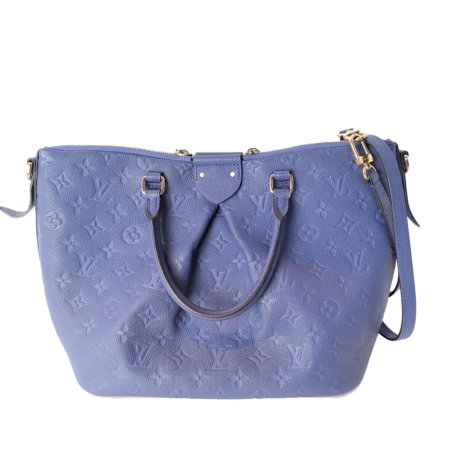 Louis Vuitton Louis Vuitton Blue Monogram Empreinte Leather Mazarine MM Bag (787) LVBagaholic