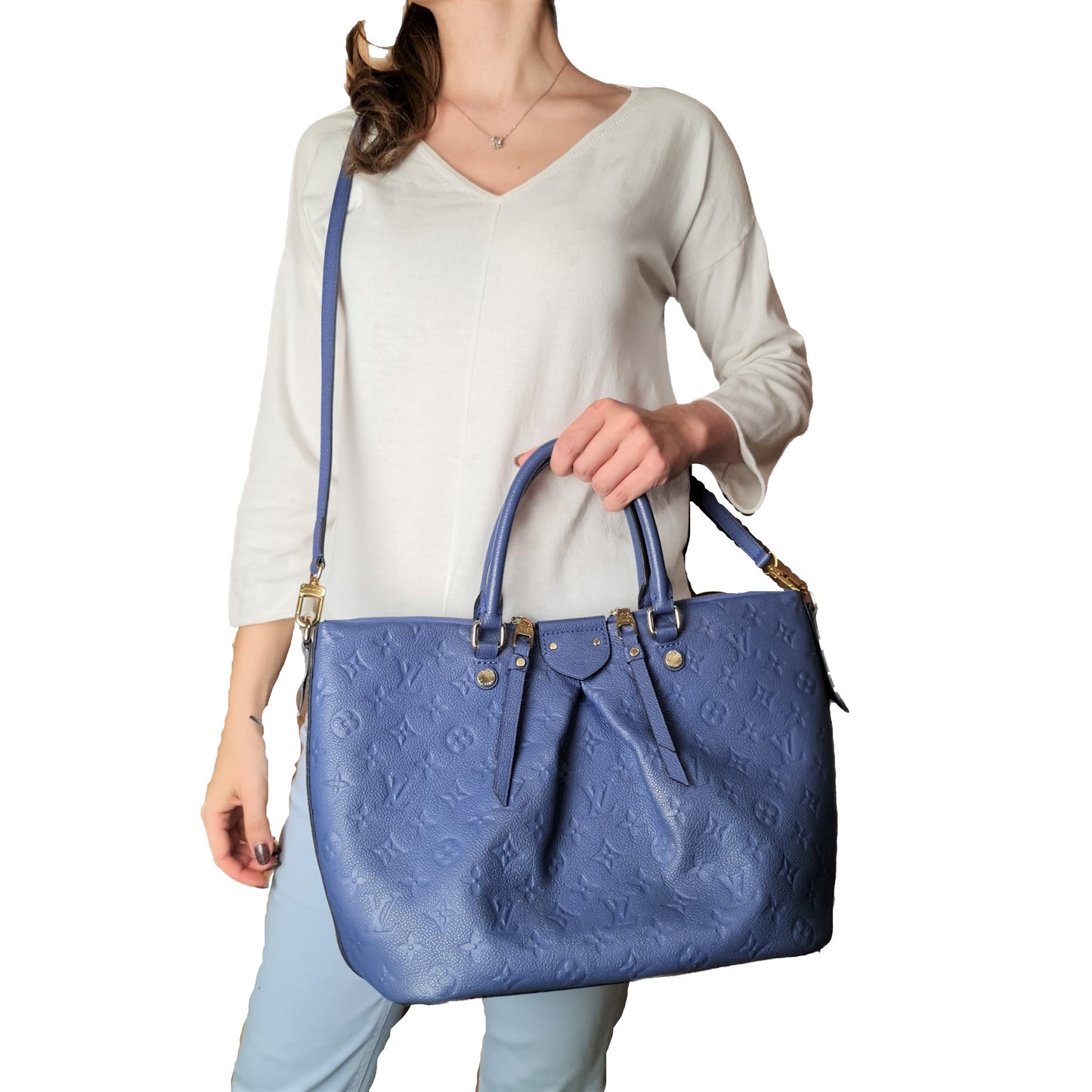 Louis Vuitton Blue Empreinte Leather Mazarine MM Bag – Bagaholic