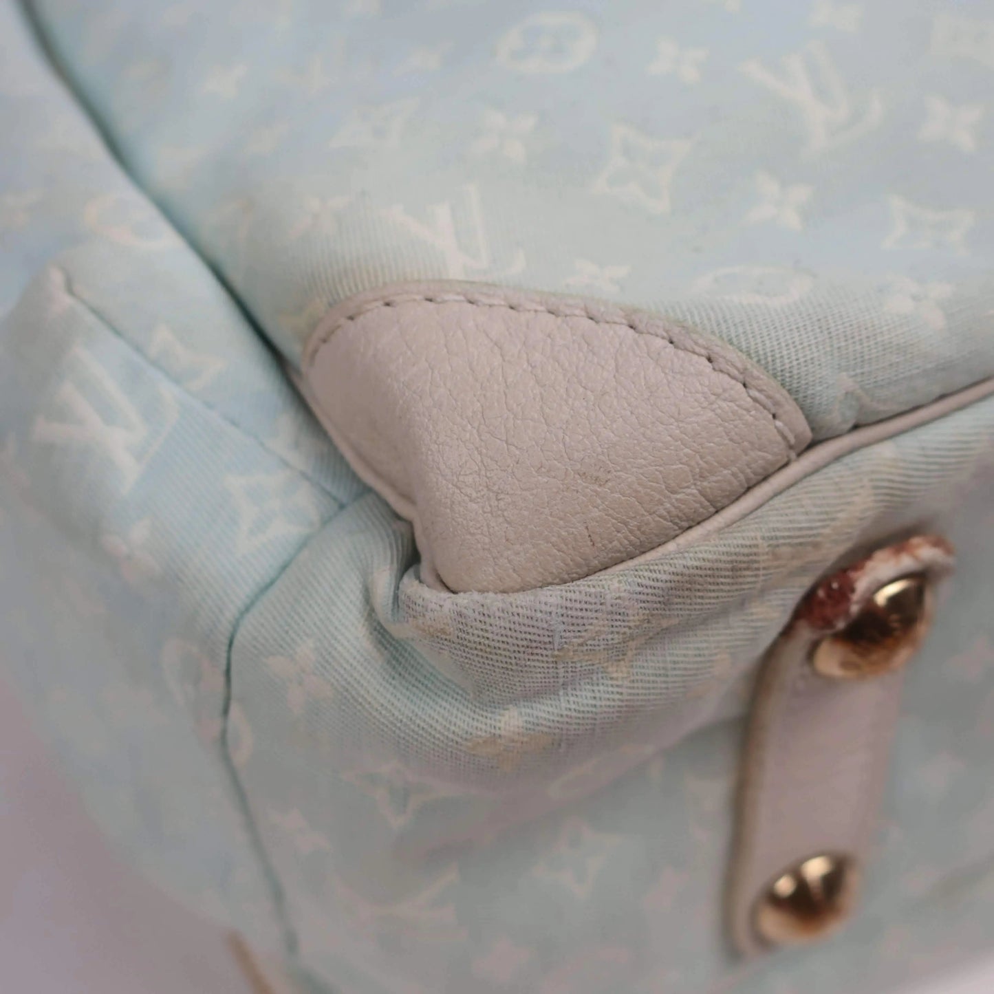 Louis Vuitton, Bags, Louis Vuitton Light Blue Mini Lin Canvas Diaper Bag  With Monogram Changing Pad