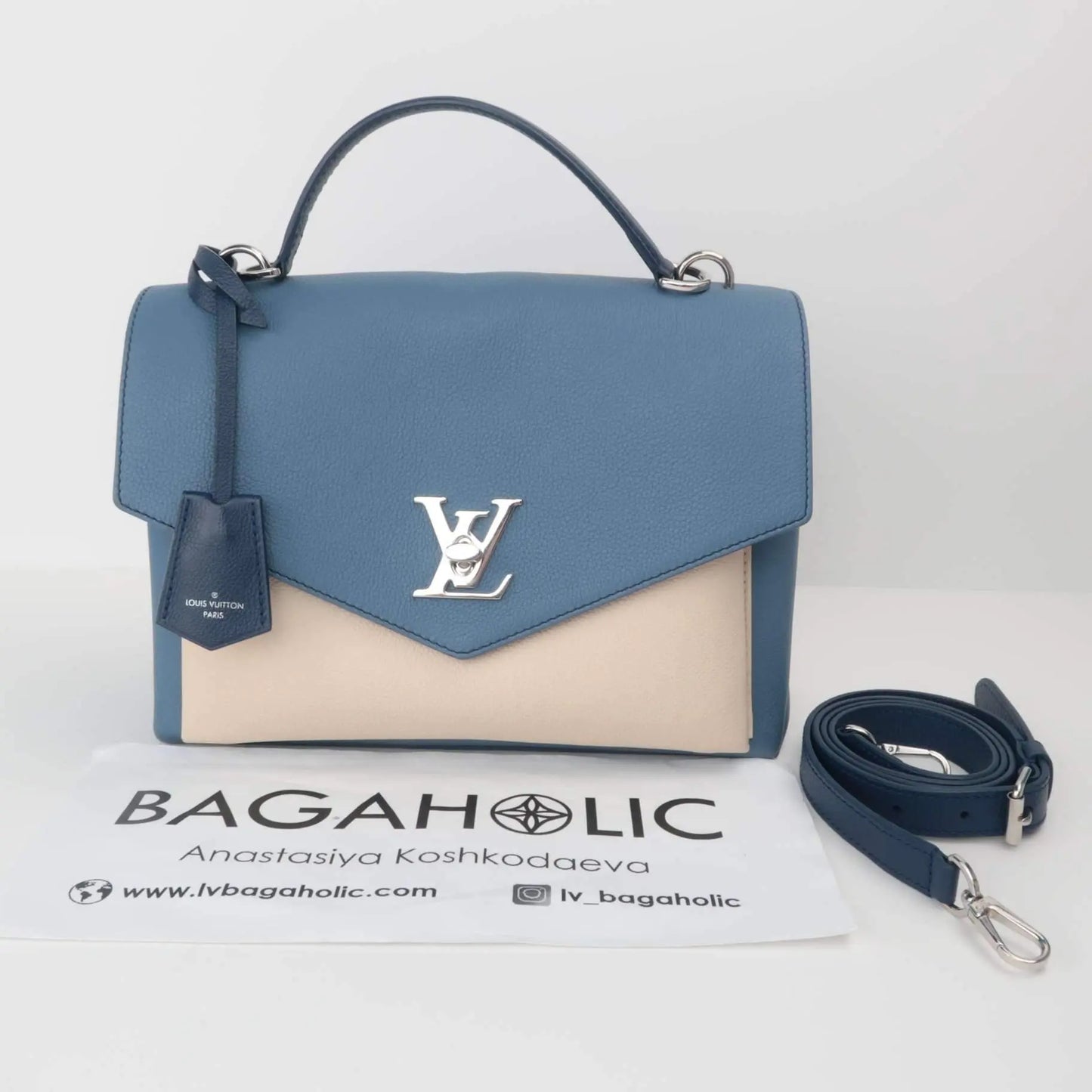 Louis Vuitton Blue Pebbled Leather Mylockme 2018 Bag – Bagaholic