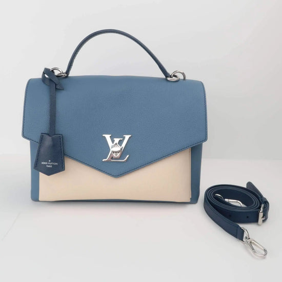 Cargar imagen en el visor de la galería, Louis Vuitton Louis Vuitton Blue Pebbled Leather Mylockme 2018 Bag LVBagaholic
