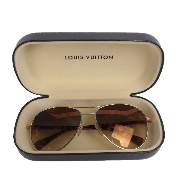 LOUIS VUITTON Z1620U The LV Pilot Sunglasses Brown Gold Plastic