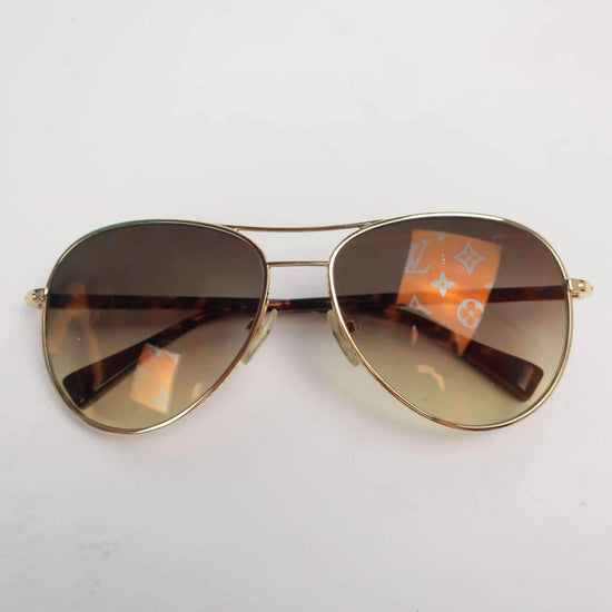 Louis Vuitton Louis Vuitton Goldtone Metal Frame Monogram Conspiration Pilote Sunglasses-Z0164U LVBagaholic