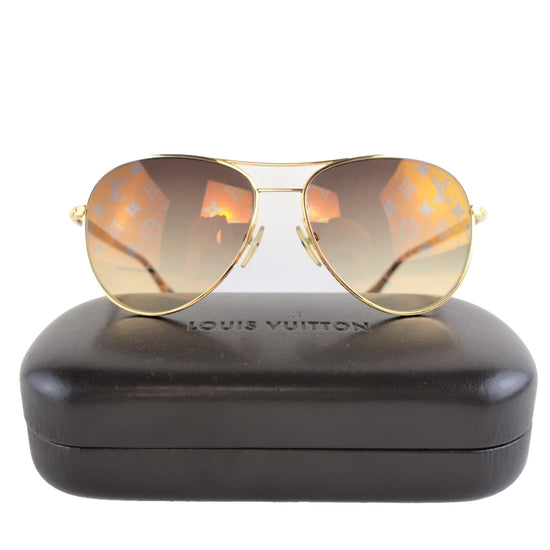 Louis Vuitton Louis Vuitton Goldtone Monogram Conspiration Pilote Sunglasses LVBagaholic