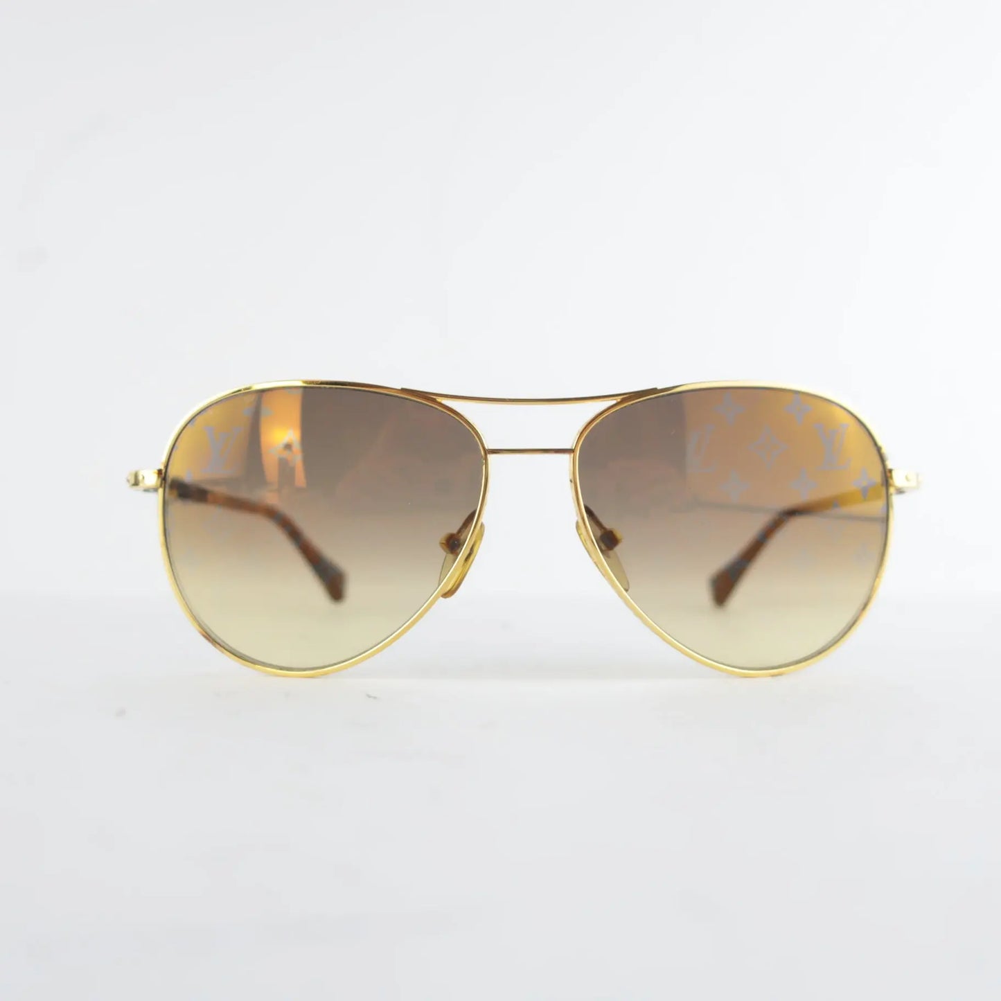Louis Vuitton Louis Vuitton Goldtone Monogram Conspiration Pilote Sunglasses (648) LVBagaholic