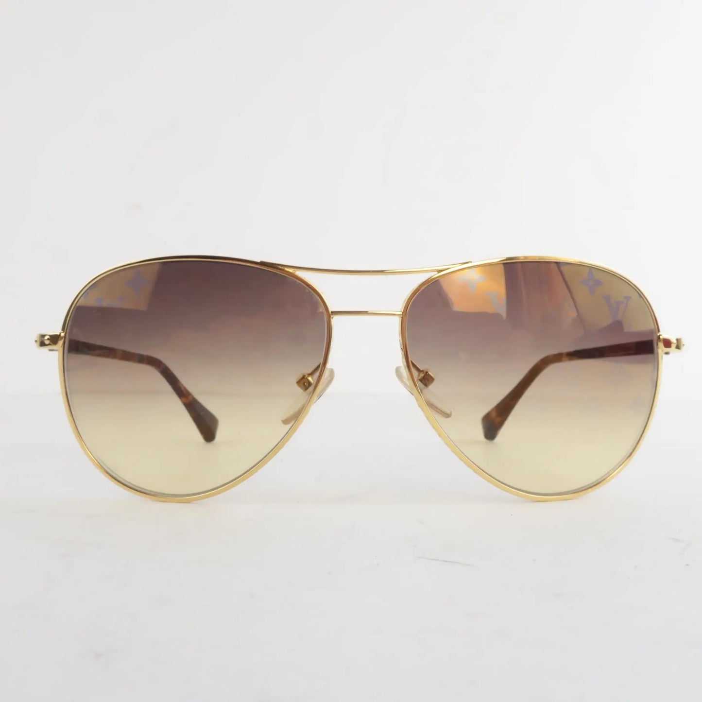 Louis Vuitton Louis Vuitton Goldtone Monogram Conspiration Pilote Sunglasses (682) LVBagaholic
