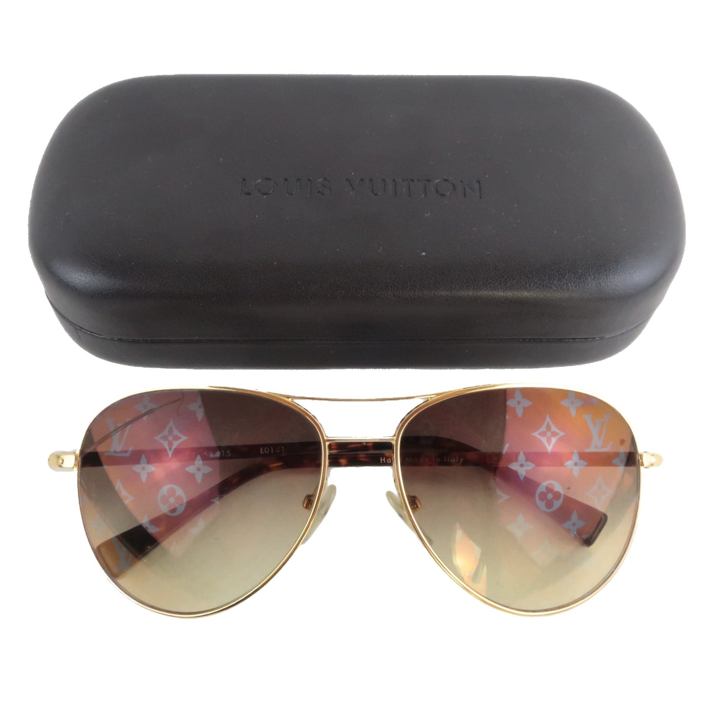 Louis Vuitton Louis Vuitton Goldtone Monogram Conspiration Pilote Sunglasses (684) LVBagaholic
