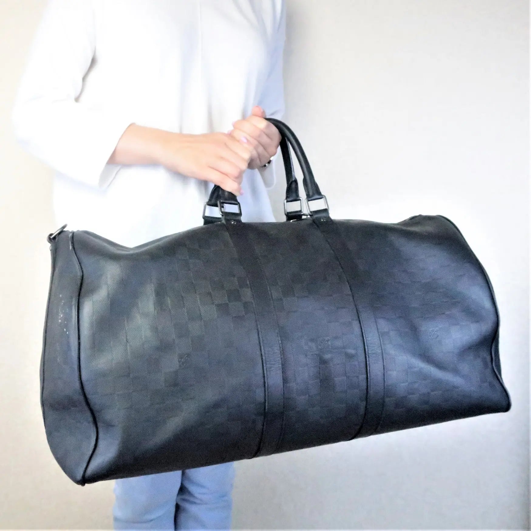 Louis Vuitton 55 Damier Graphite Black Leather Bag | Bagaholic