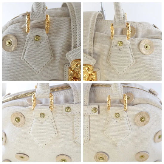 Louis Vuitton Polka Dot Panama Bowly Handbag Embellished Canvas at