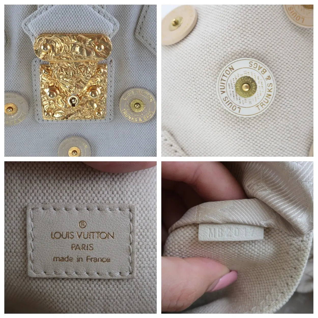 Louis Vuitton Light Beige Canvas Bowly Polka Dot Panama Bag at 1stDibs