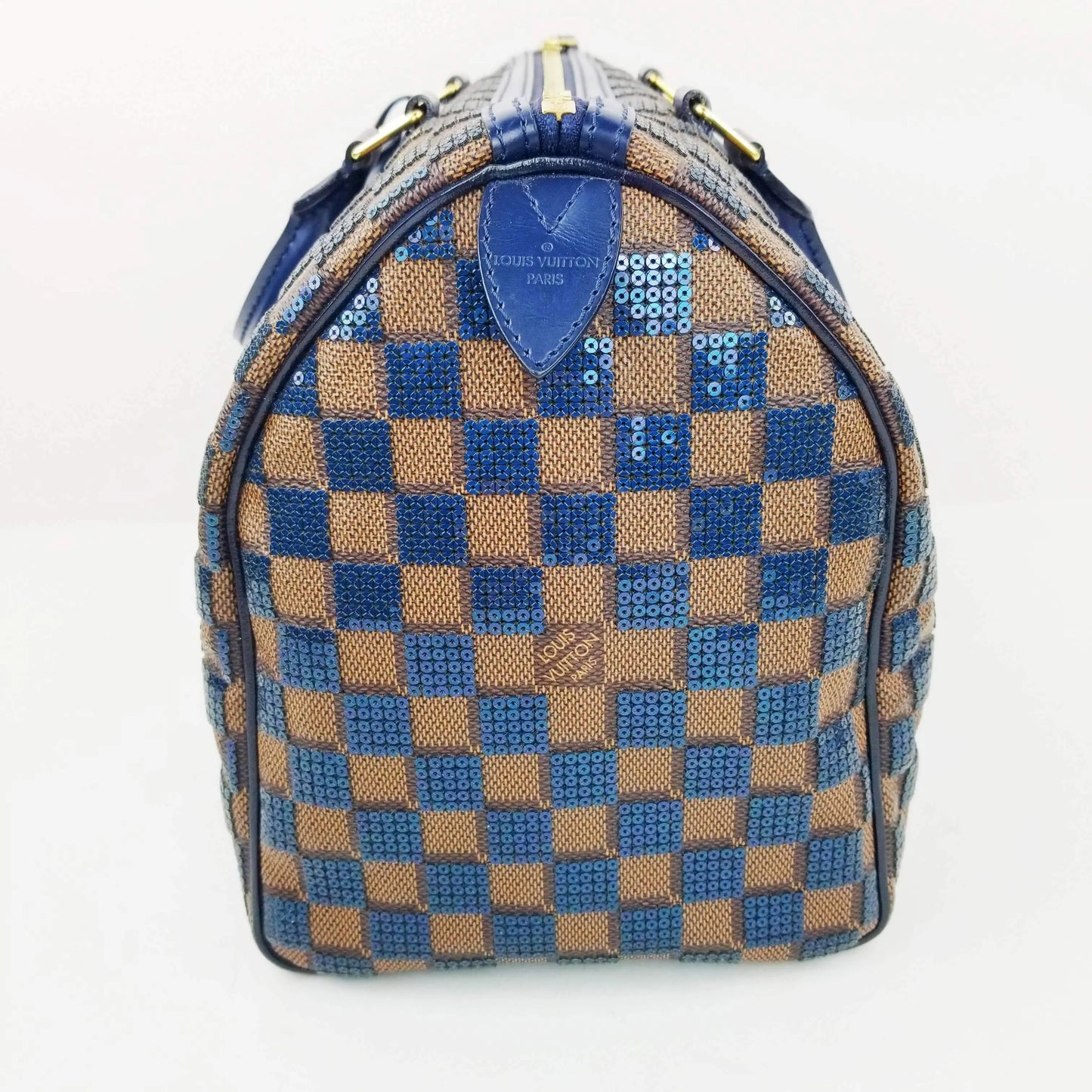 Louis Vuitton Blue Damier Ebene Paillettes Limited Edition Speedy