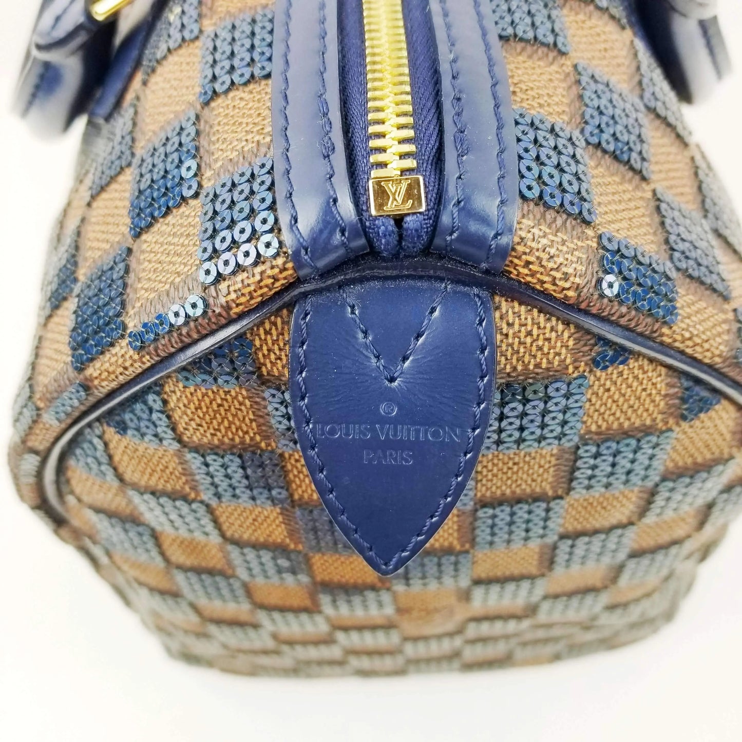 Louis Vuitton Blue Damier Paillettes Speedy 30 - modaselle