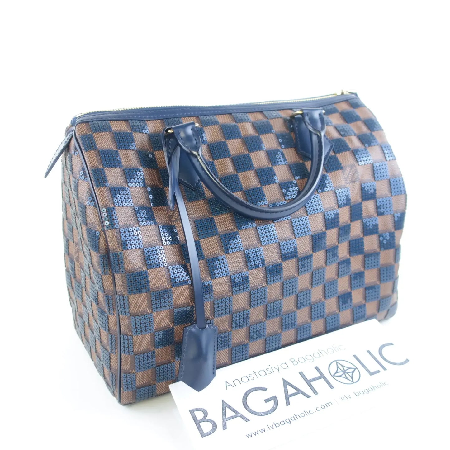Louis Vuitton Louis Vuitton Limited Edition Blue Damier Paillettes Speedy 30 Bag LVBagaholic