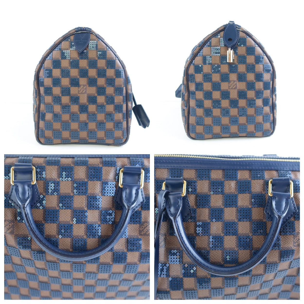 Louis Vuitton Blue Damier Paillettes Canvas Speedy 30 Bag., Lot #58021