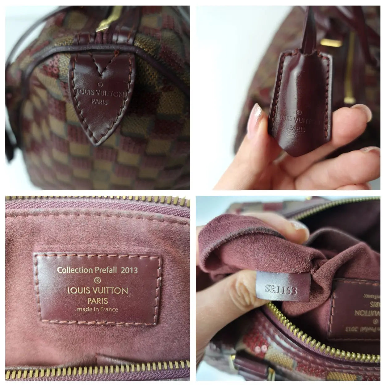 Louis Vuitton Speedy Damier Paillettes 30 Rouge Purple Shoulder Bag