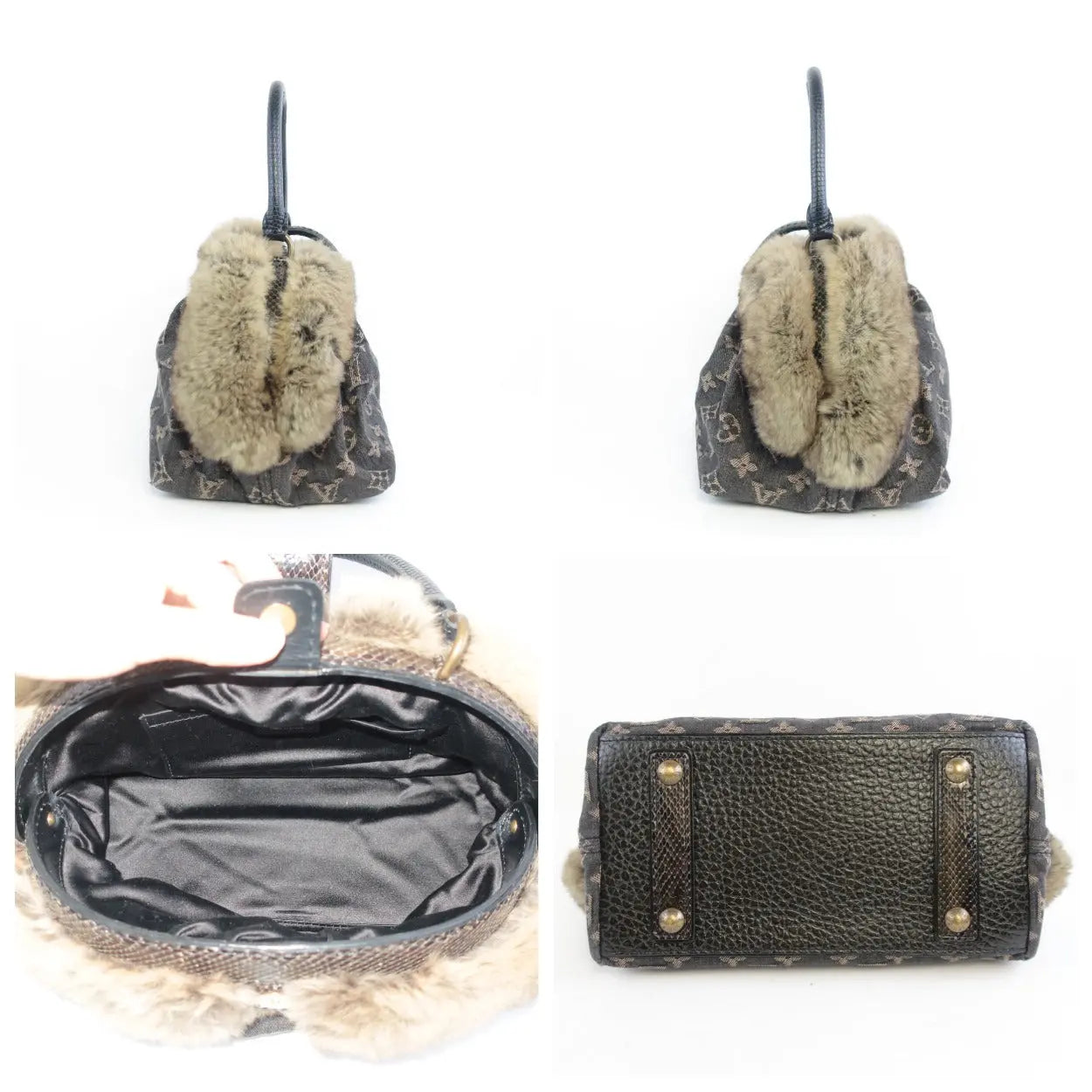 Louis Vuitton Chinchilla Fur & Denim Trapeze Bag. Excellent, Lot #58311