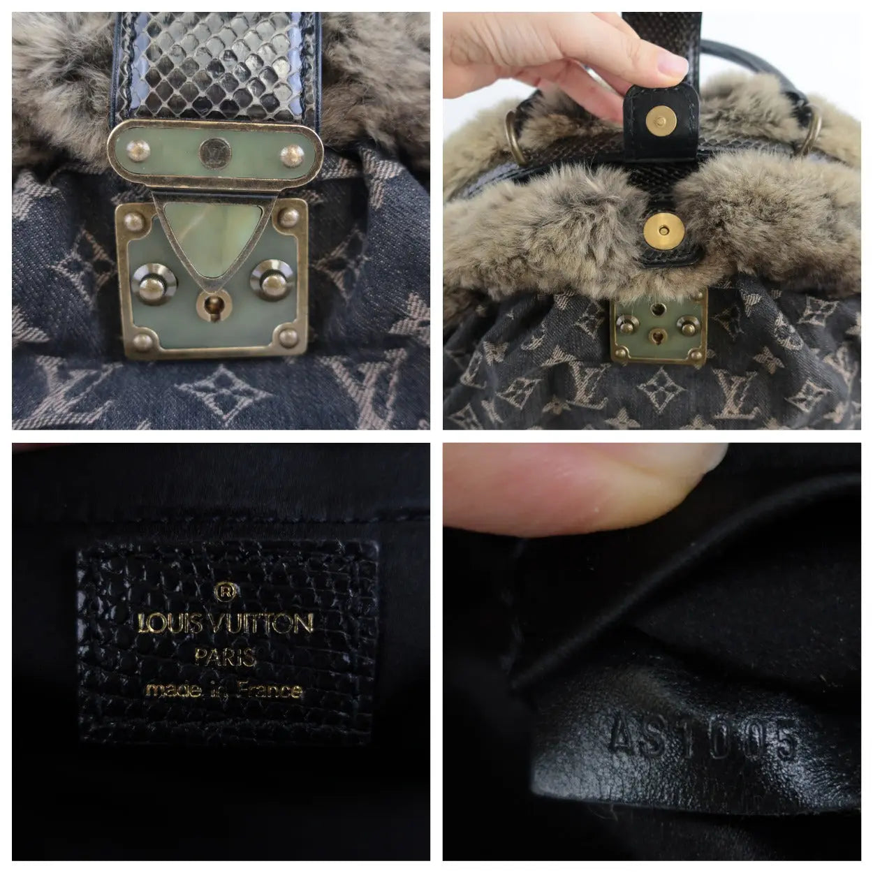 Louis Vuitton Limited Edition Black Denim and Chinchilla Demi Lune Bag -  Yoogi's Closet