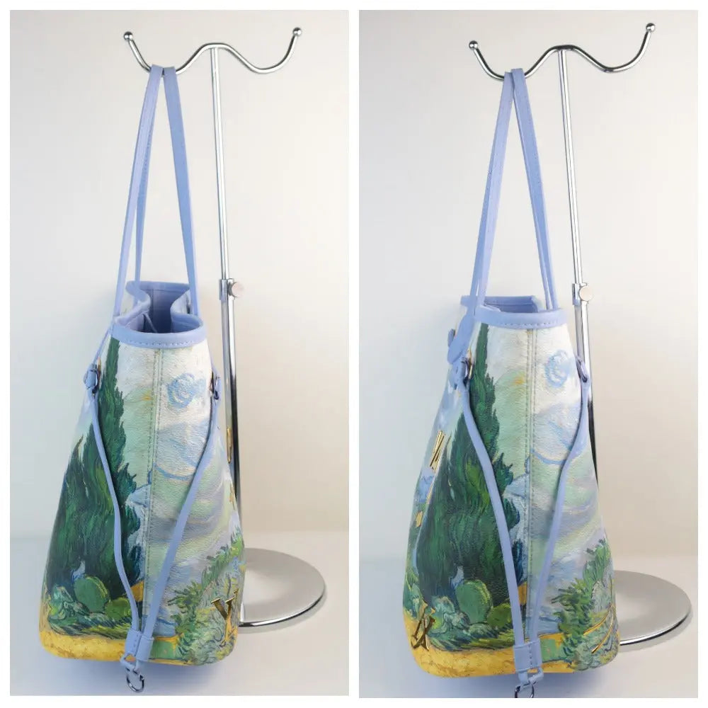 Upcycled AUTHENTIC LOUIS VUITTON shopping bag Van Gogh Flower printed  Twilly